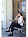 【AZUL by moussy】30/-Cシルケット天竺メニリップタンク/O/WHT