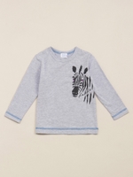 アニマル柄長袖Tシャツ/ブルー
