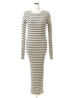 リブニットロングワンピース/ボーダー