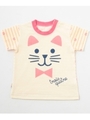動物ボーダー天竺Tシャツ/ベビーピンク(171)