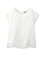 [L]装飾ネックデシンシャツ/ホワイト(001)