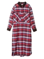 FLANNEL LONG SHIRT DRESS/レッド