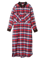 FLANNEL LONG SHIRT DRESS/レッド