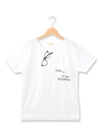 メガネプリントドロップショルダーTシャツ/ホワイト系(002)