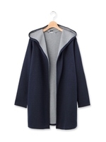 フード付き Wフェイスコーディガン/チャコールグレー(014)