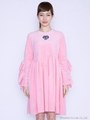 frill frill velor dress/PINK
