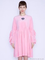 frill frill velor dress/PINK