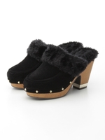 【wee willie】ファー付サボ/ブラックスエード