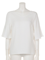 ５分袖バックチェーンブラウス/ホワイト