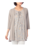 トッパーカーデレイヤード風チュニック/ベージュ(152)