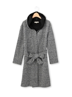 ビッグフードつきロング丈ニットカーディガン/ブラック(019)