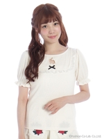 うさぎくりぬきテレコTOPS/ブラック