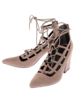 シューレースヒールシューズ/ベージュ