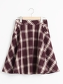 チェック膝丈フレアースカート/キャメル柄