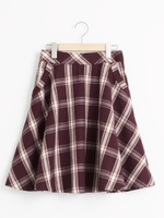 チェック膝丈フレアースカート/キャメル柄