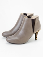 ハラコヒールブーティー/ベージュ