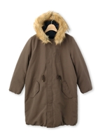 フードつきリバーシブル比翼モッズコート/ブラウン(542)