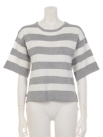 【ANAP】太ボーダースリット入トップス/GRY