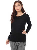 【AZUL ENCANTO】シルク入ミドルゲージプルオーバー/BLK