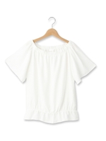 シャーリングスモッグブラウス/サックス(090)