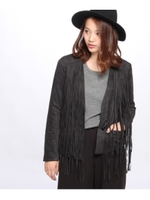 スエードタッチフリンジジャケット/ダークグレー(013)