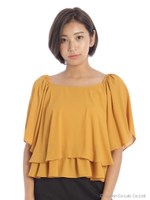 フリルデザインブラウス/マスタード