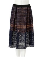 レースデザインミディスカート/ネイビー