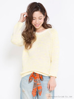 【Balcony and Bed】ルミミックスカラーニットプルオーバー/YEL