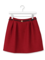 ベルト付き台形ミニスカート/ワインレッド(063)