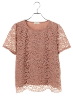 ラッセルレース半袖プルオーバー/アイボリー