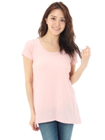 【AZUL ENCANTO】JP天竺 Aラインイレヘム半袖プルオーバー2/L/PNK