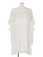 ドットチュールフリルチュニック/ホワイト