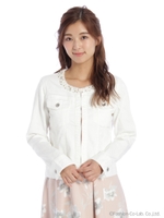 ノーカラービジュブルゾン/シロ