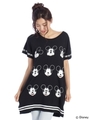 ミッキー袖ロゴ裾ラインT/クロ