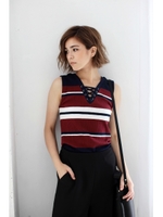 【AZUL by moussy】前後2WAYランダムテレコレースUPタンク/CAM