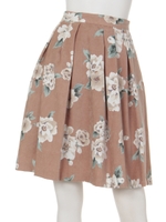 スエード花柄フレアスカート/ライトグレー