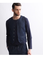 デニムxメッシュ ベスト/ブルー系(094)