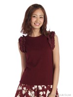 フリルリブノースリトップス/オフホワイト