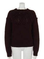 ポンポンケーブルニット/NAVY