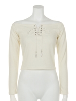 レースアップトップス/ホワイト