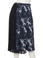 アイビーフラワーアシメプリーツSK/ネイビー