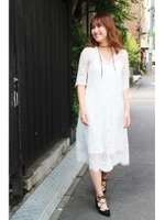 ペチコート付レースロングワンピース/生成(030)