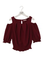 ワッフル肩あきカットソー/ベージュ