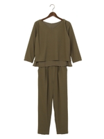 裾レイヤーTOPS+テーパードPT/SET/キャメル