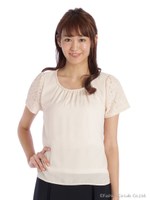 半袖レースブラウス/ネイビー