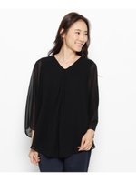 シフォンワイドスリーブブラウス/ブラック(019)