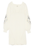 スリーブエンブロイダリーニットワンピース/WHT
