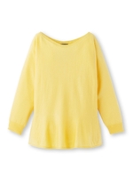 [S]バックボタンクルーネックペプラムニット/イエロー(032)