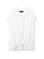 キーネックソフトツイストブラウス/ホワイト(001)