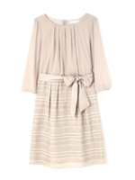 ラメタックボーダー切り替えワンピース/ネイビー(123)